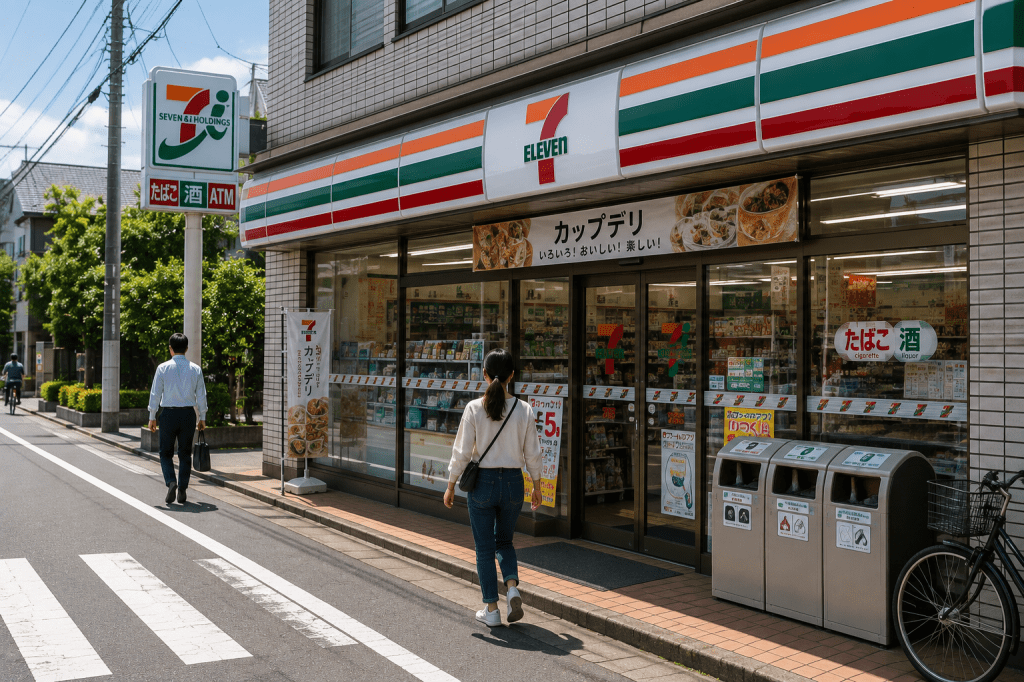 Japanese convenience store on a typical neighborhood street