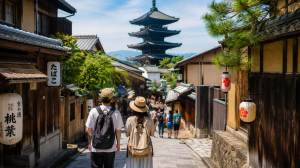 First-time travelers exploring the traditional streets of Kyoto, Japan