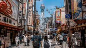 First-time travelers exploring the streets of Osaka, Japan
