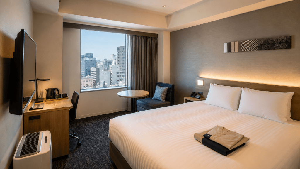 Modern hotel room for travelers staying in Japan