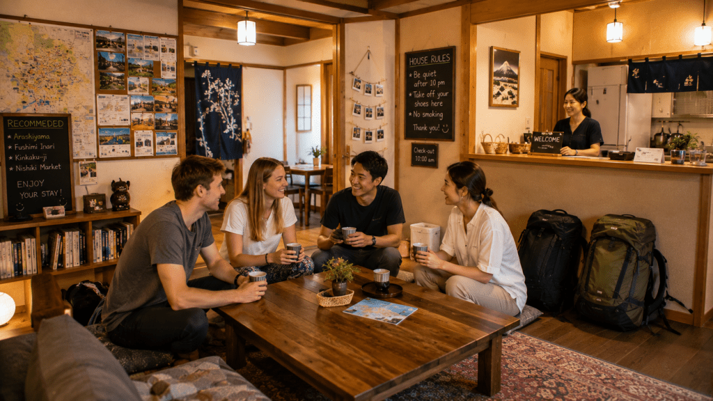 Travelers staying at a small local guesthouse in Japan