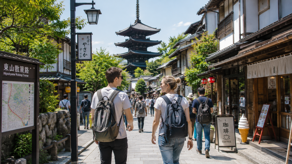 Travelers enjoying free and low-cost sightseeing experiences in Japan