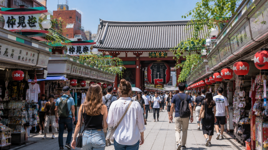 Travelers exploring Asakusa in Tokyo during a 10-day Japan itinerary